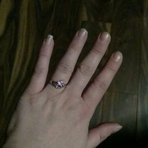 Silver pink gem ring